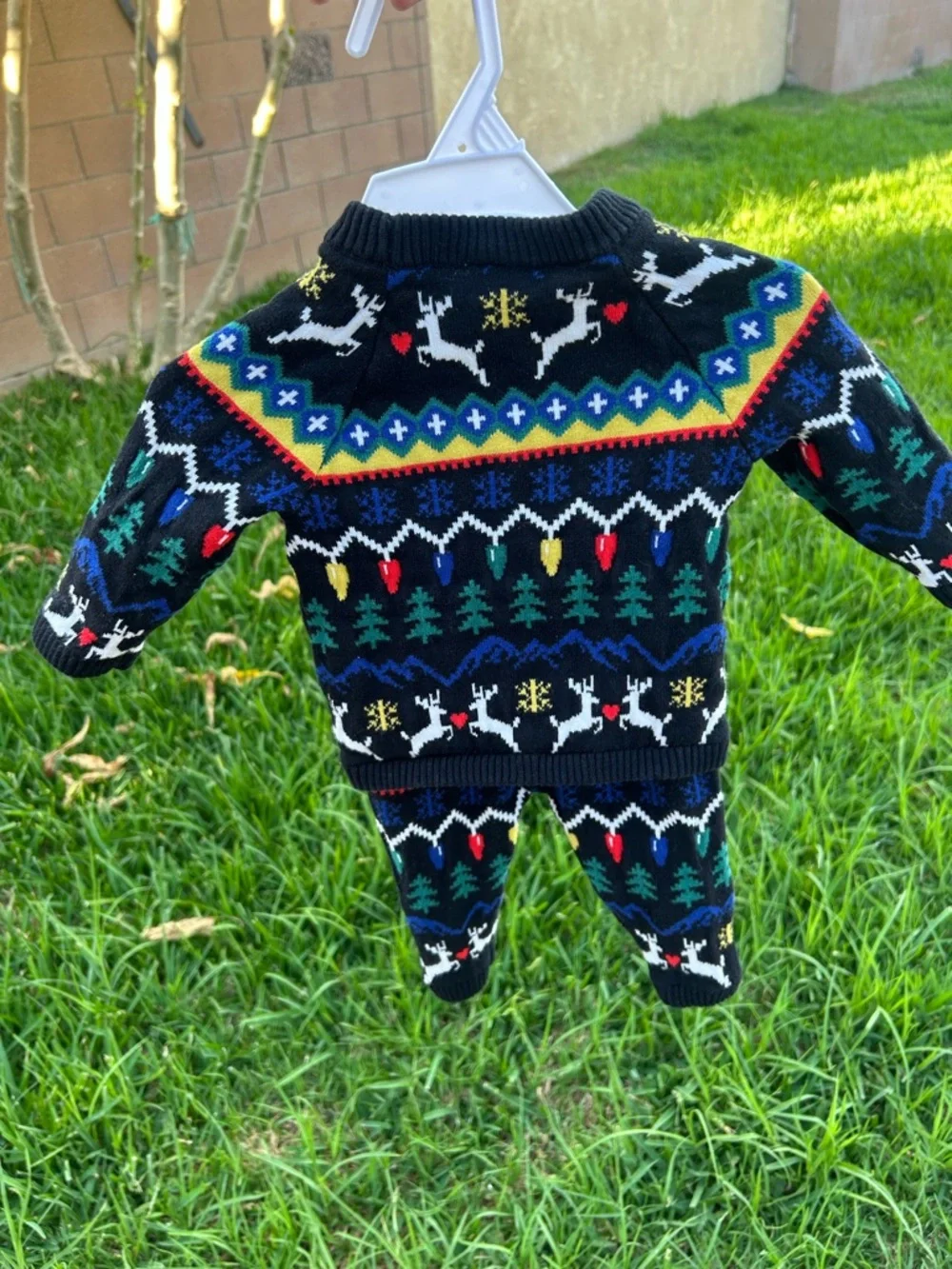 Hanna Andersson Black Holiday Reindeer Knit Baby Matching Set